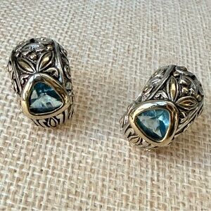 Michael Morrison MX Signature Collection Blue Topaz/Glass Earrings